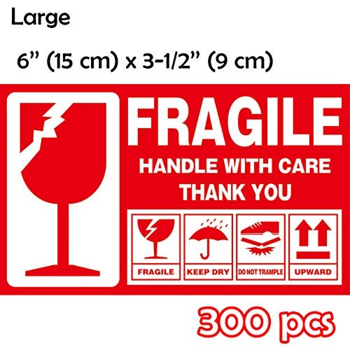 LDS Industry Large (6" X 3½") Shipping Labels 300 pcs Fragile Handle with Care Warning Stickers Keep Dry Upward Do Not Trample - Image 2