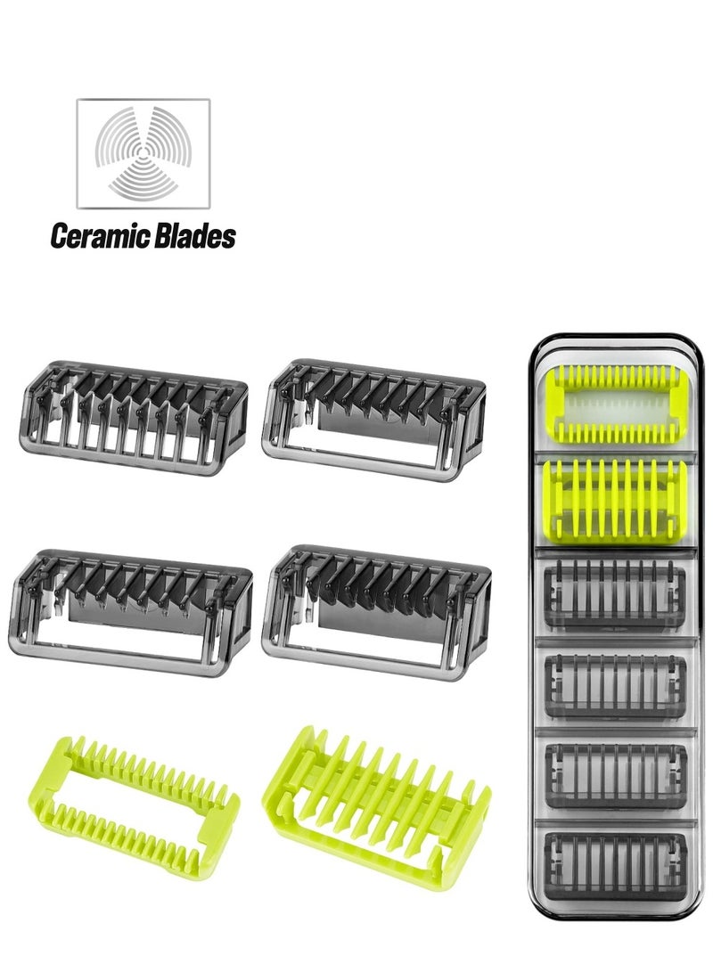 SYOSI واقيات مع حافظة مناسبة لماكينة الحلاقة الكهربائية الهجينة ذات الشفرة الواحدة QP2520 QP2530 QP2620 QP2630 QP6510 QP6520، مشط بديل لقص اللحية 1/2/3/5 مم مع حافظة تخزين، مادة البولي كربونات (7 قطع) - Image 1