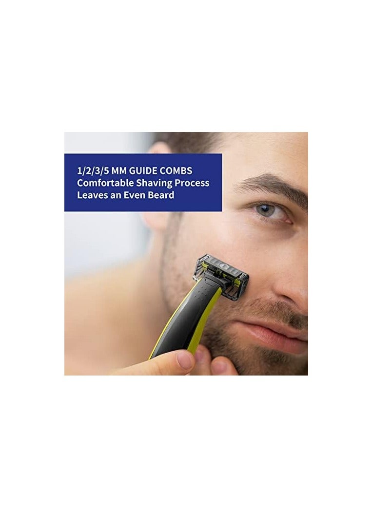 SYOSI واقيات مع حافظة مناسبة لماكينة الحلاقة الكهربائية الهجينة ذات الشفرة الواحدة QP2520 QP2530 QP2620 QP2630 QP6510 QP6520، مشط بديل لقص اللحية 1/2/3/5 مم مع حافظة تخزين، مادة البولي كربونات (7 قطع) - Image 3