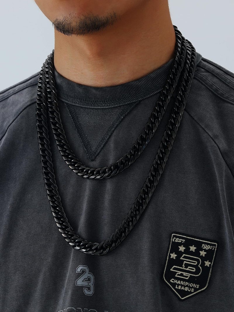 U7 Cuban Link Chain for Men Steel Jewelry Black Gun Plated Franco Curb Chain 22" 12MM Wide Chunky Necklace - Image 3