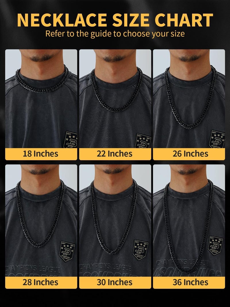 U7 Cuban Link Chain for Men Steel Jewelry Black Gun Plated Franco Curb Chain 22" 12MM Wide Chunky Necklace - Image 4