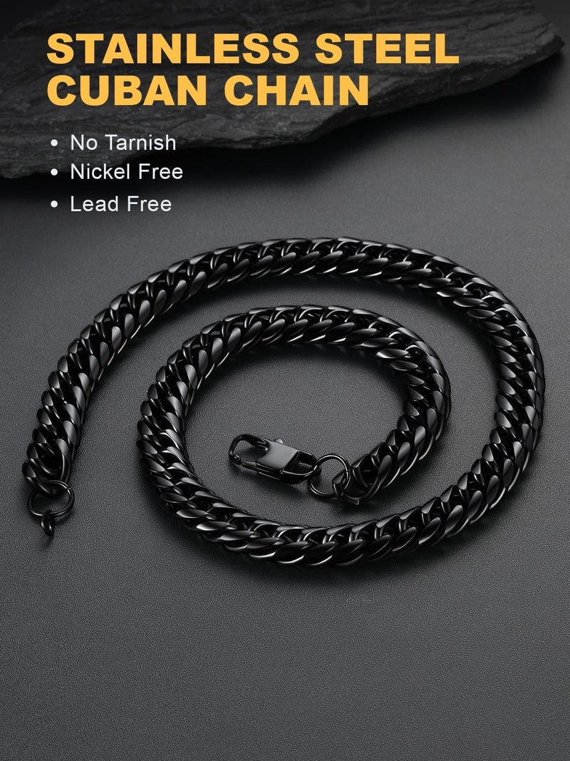 U7 Cuban Link Chain for Men Steel Jewelry Black Gun Plated Franco Curb Chain 22" 12MM Wide Chunky Necklace - Image 5