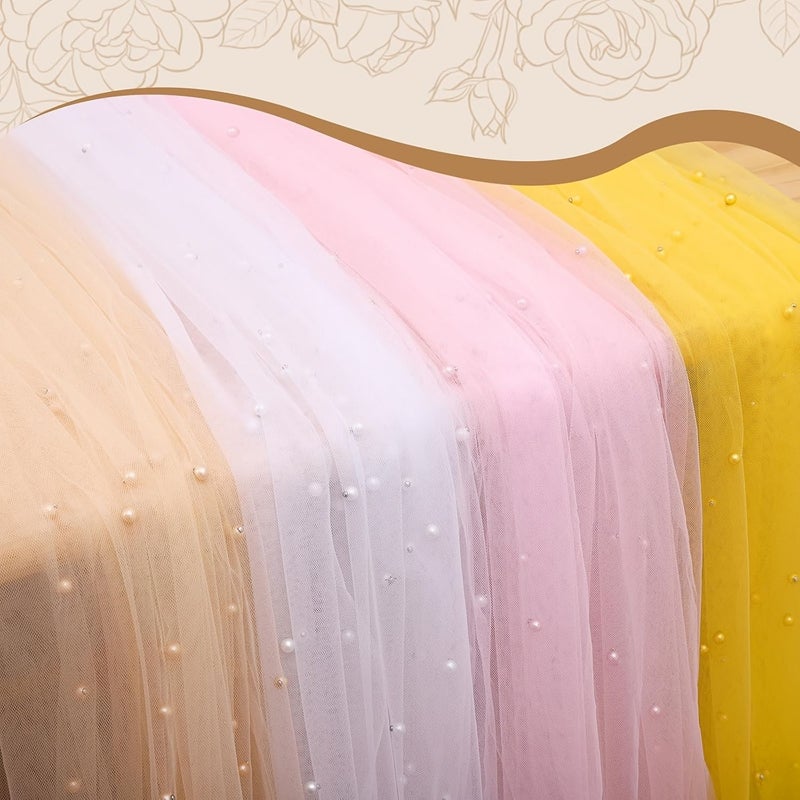 Champagne Pearl Table Runner 30 X 120 Inch Tulle Lace For Wedding Party Thanksgiving - Image 5