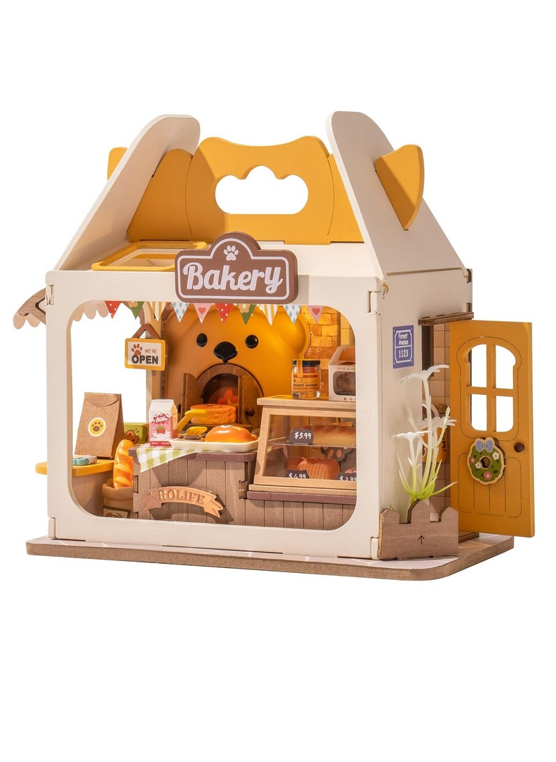 روبوتايم Rolife 3D خشبية لغز الغذاء مربع متجر DIY مصغرة البيت كيت تيدي بريدبوكس DS033 ديكور DIY الحرف / هدايا عيد ميلاد / ديكور المنزل للفتيات والفتيان المراهقين والكبار  - Image 1
