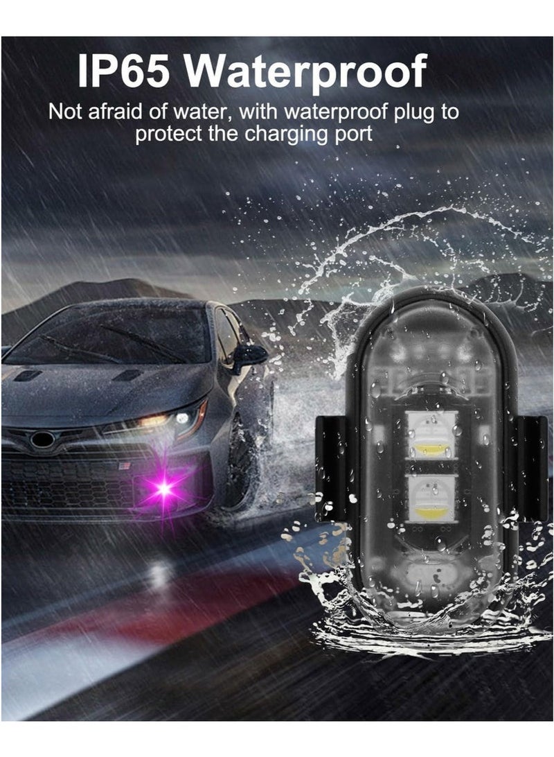 8 قطع أضواء LED لاسلكية مع جهاز تحكم عن بعد، 8 ألوان شحن USB مضادة للماء ومضادة للتصادمات وأضواء تحذير للطوارئ لسيارة دراجة نارية بدون طيار ودراجة طائرة - Image 4