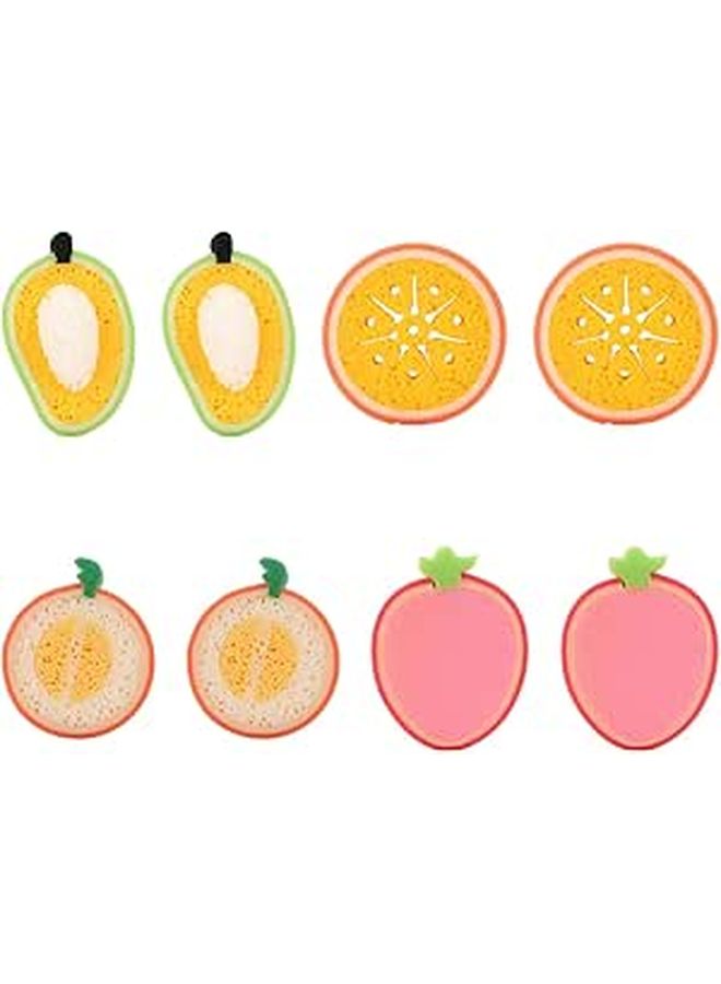 8 Pcs Fruit Shaped Bath Sponges Set Soft Exfoliating Shower Scrubbers Blue - Image 1