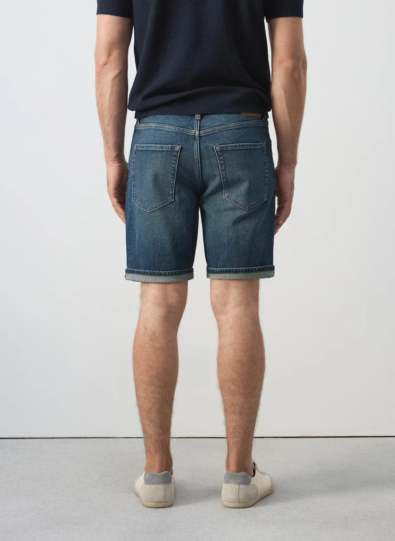 Mango Man Slim-fit denim bermuda shorts