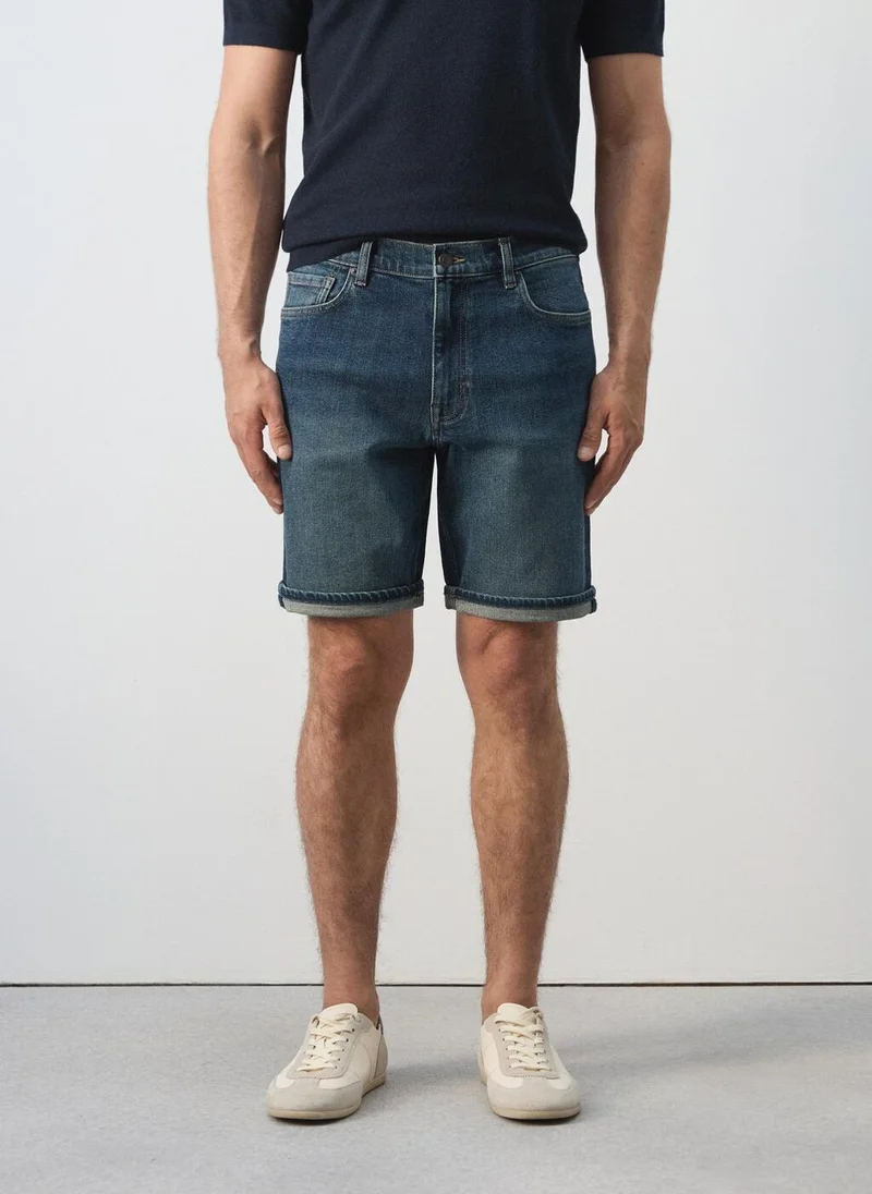 Mango Man Slim-fit denim bermuda shorts
