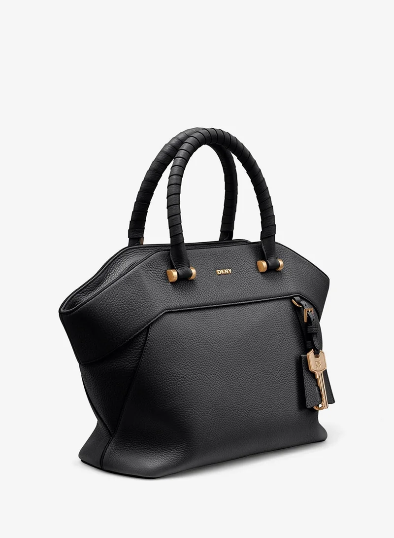 DKNY BLACK/GOLD Raegan Medium Satchel for Women | Best Price UAE