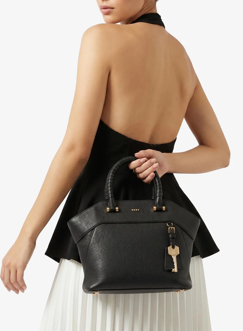 DKNY BLACK/GOLD Raegan Medium Satchel for Women | Best Price UAE