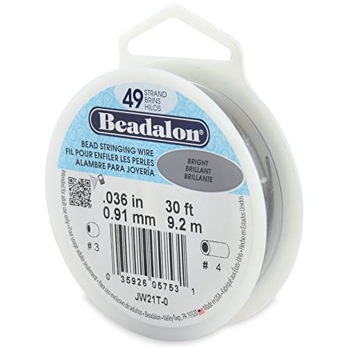 Beadalon 49 Strand Stainless Steel Bead Stringing Wire 036 in 091 mm Bright 30 ft 92 m
