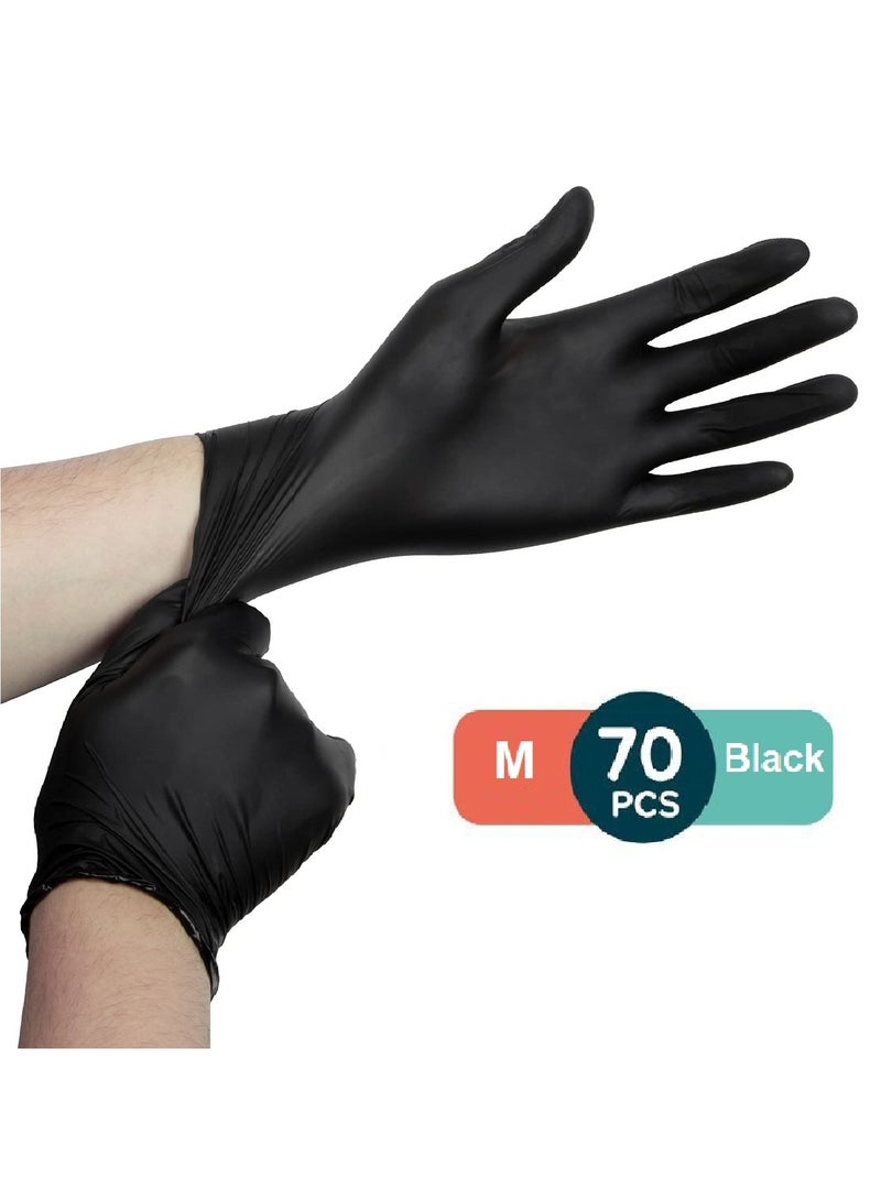 Multi Purpose Black Disposable Vinyl Powder Free Gloves Medium Size - Image 1