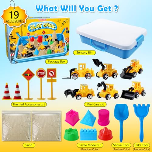 ESSENSON Sensory Bin Construction Kit with Sensory Sand Play Sand Pretend Play Beach Toy Sandbox for Girls and Boys - Image 5