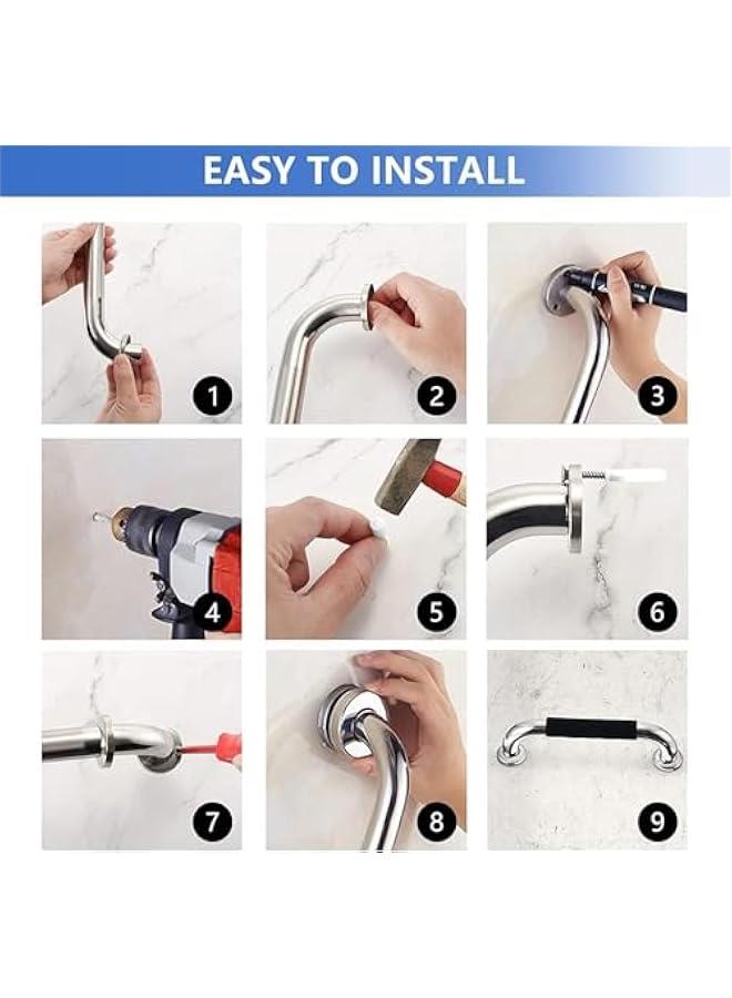2 Pack Grab Bars for Bathroom,Anti Slip Bathroom Handicap Grab Bars for Showers, Safety Bath  Shower Grab Bar for Seniors, Shower Handles for Elderly, with Anti Slip Rubber Grip (16inch) - Image 3