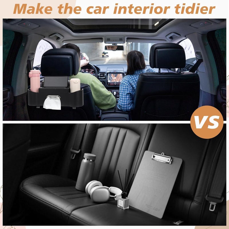 3-in-1 Car Organizer and Storage Box with Tissue Holder and Cup Holders - Image 3