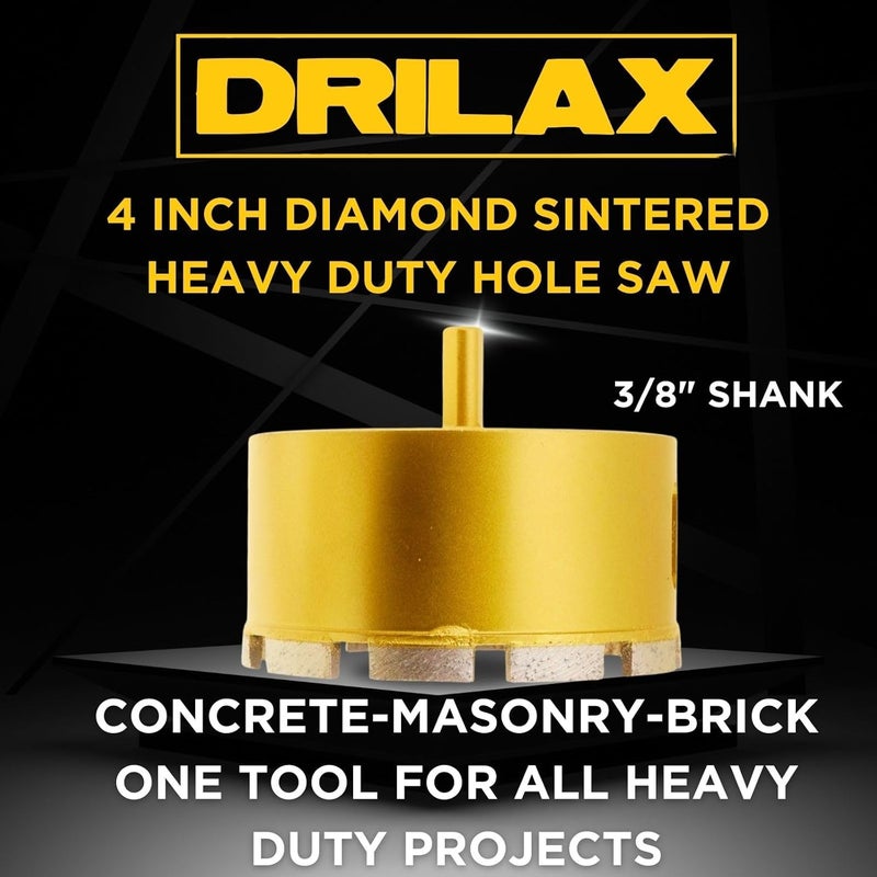 DRILAX 4 Inch Masonry Hole Saw | Heavy Duty Dry Core Diamond Bit with Precision Locator Guide | 2-Inch Depth for Concrete, Brick & Stone - Image 2