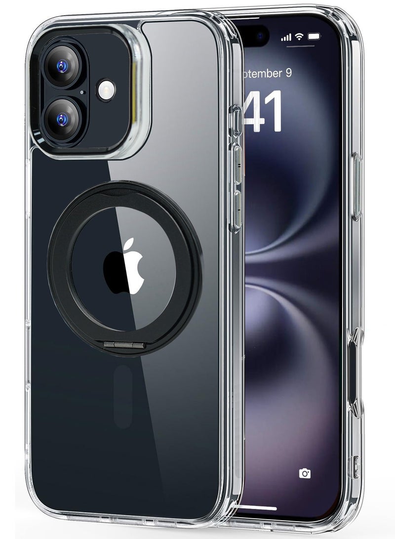 أزتك غطاء لجهاز iPhone 16 بلس مع حلقة مغناطيسية دوارة بزاوية 360° وحامل هاتف، وحلقة أصابع سيليكون، متوافق مع MagSafe، غطاء هاتف رفيع مضاد للصدمات لجهاز iPhone 16 بلس قياس 6.7 إنش - Image 1