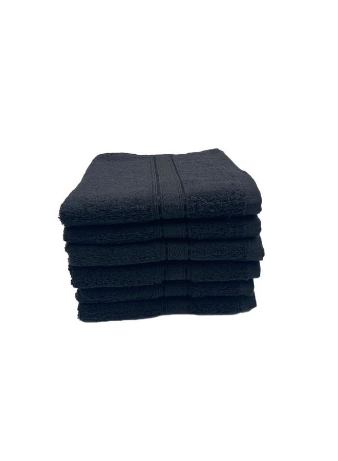 BYFT Daffodil (Black) Premium Kids Towel (60x110 Cm-Set of 6) 100% Cotton, Highly Absorbent and Quick dry, Hotel and Spa Quality Bath linen with Stripe Diamond Dobby-500 Gsm  - Image 1