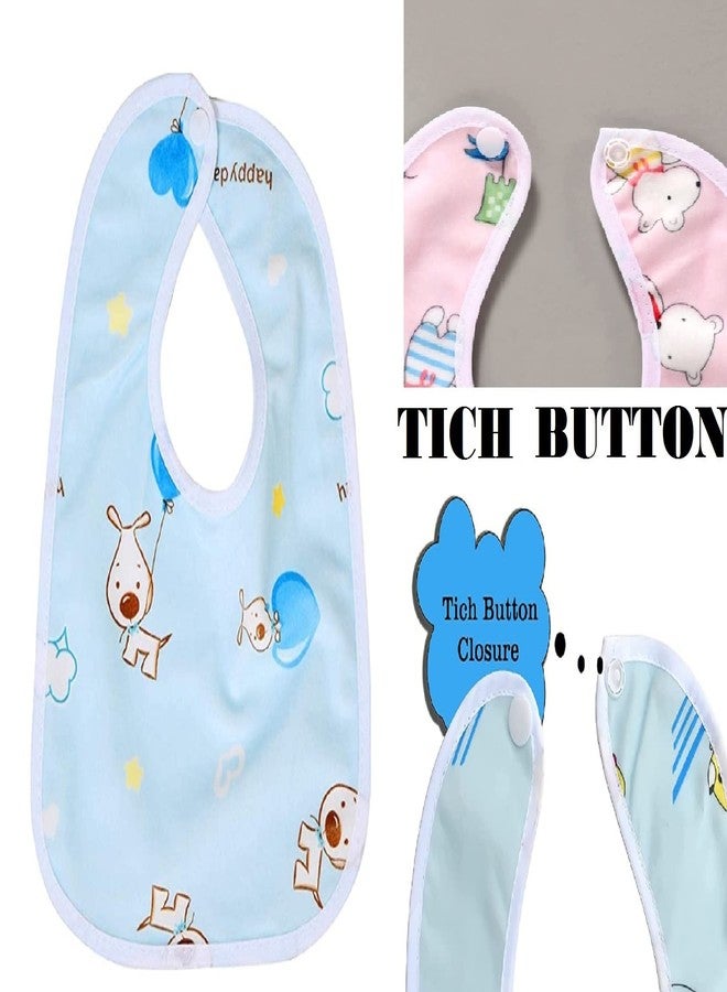 Wavva® Cotton Baby Bibs with Titch Button|Soft Cotton Washable for Babies Feeding Infants and Toddlers| 0-2 Years | Waterproof, Spill Resistant Bibs | Useful Baby Shower Gift (pack of 3) (Multicolor) - Image 4
