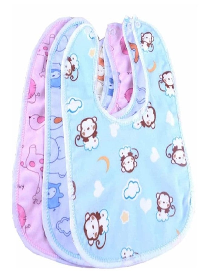 Wavva® Cotton Baby Bibs with Titch Button|Soft Cotton Washable for Babies Feeding Infants and Toddlers| 0-2 Years | Waterproof, Spill Resistant Bibs | Useful Baby Shower Gift (pack of 3) (Multicolor) - Image 1