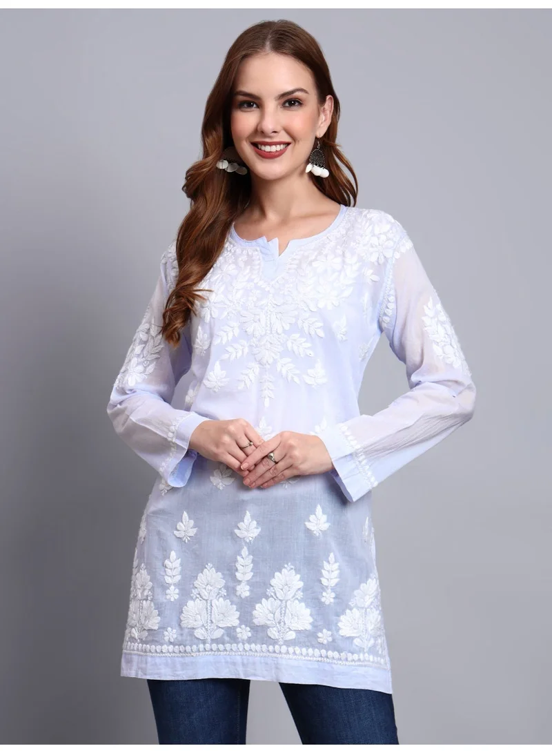 الايا توب قصير نسائي مطرز يدوياً شكنكاري من القطن - AL3724