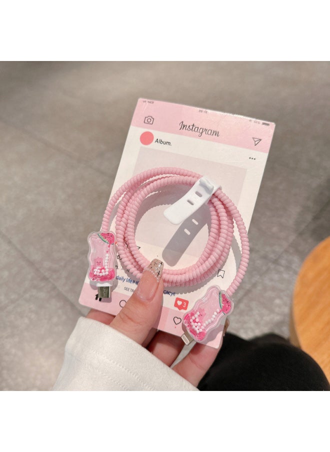 Generic - 20w Fast Charging Data Line Protective Cover For Iphone 16 Charger For Iphone15 14promax Female 1312 Shell-Color:Airbag Watermelon Ruby [5-piece Set]-Applicable Models:18W/20W - Image 1