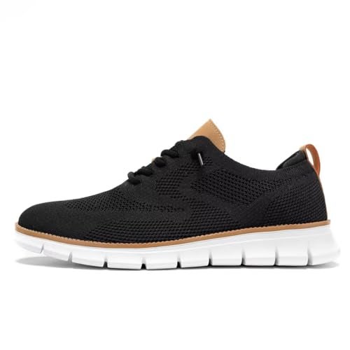 Kvovzo Men's Casual Dress Shoes Fashion Walking Sneakers Mesh Business Oxfords Work Lightweight Soft Sole Black - Image 2