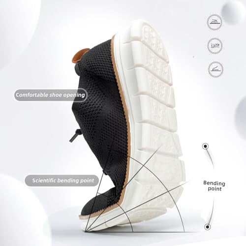 Kvovzo Men's Casual Dress Shoes Fashion Walking Sneakers Mesh Business Oxfords Work Lightweight Soft Sole Black - Image 3