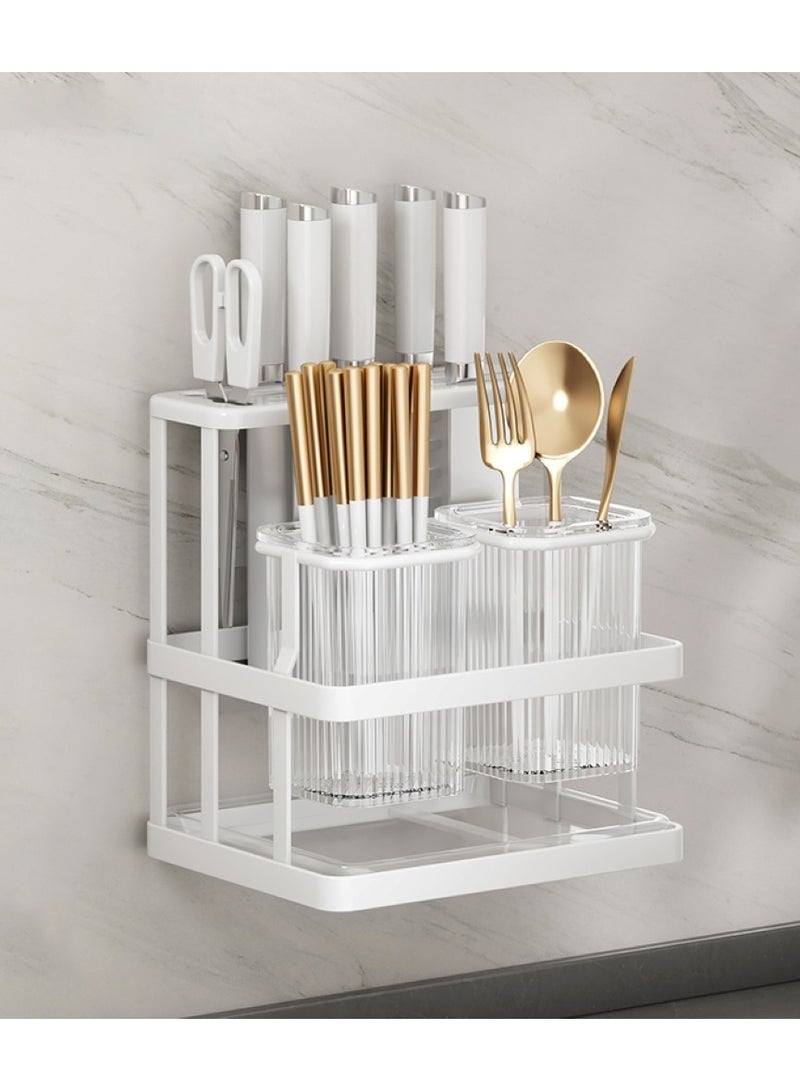 HomeGenic Cutlery Holder, Metal Flatware Organizer, Spoon Knives Fork holder, Utensils Organizer, Kitchen Organizer for Countertop, Self-Adhesive Wall-Mounted Cutlery Organizer. - Image 1