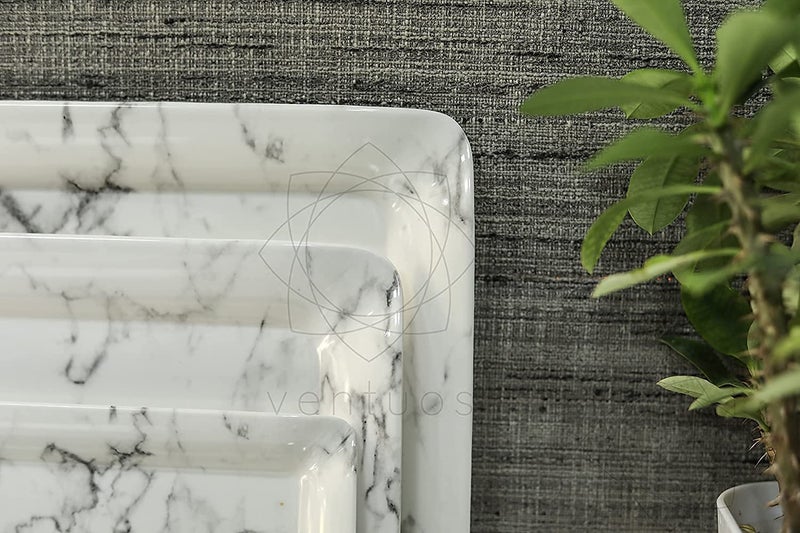 Dcloud Hub Melamine Marble Printed Serving Tray Set of 3 Pcs Small Medium Large for Kitchen Dining Desk Tray - Image 3
