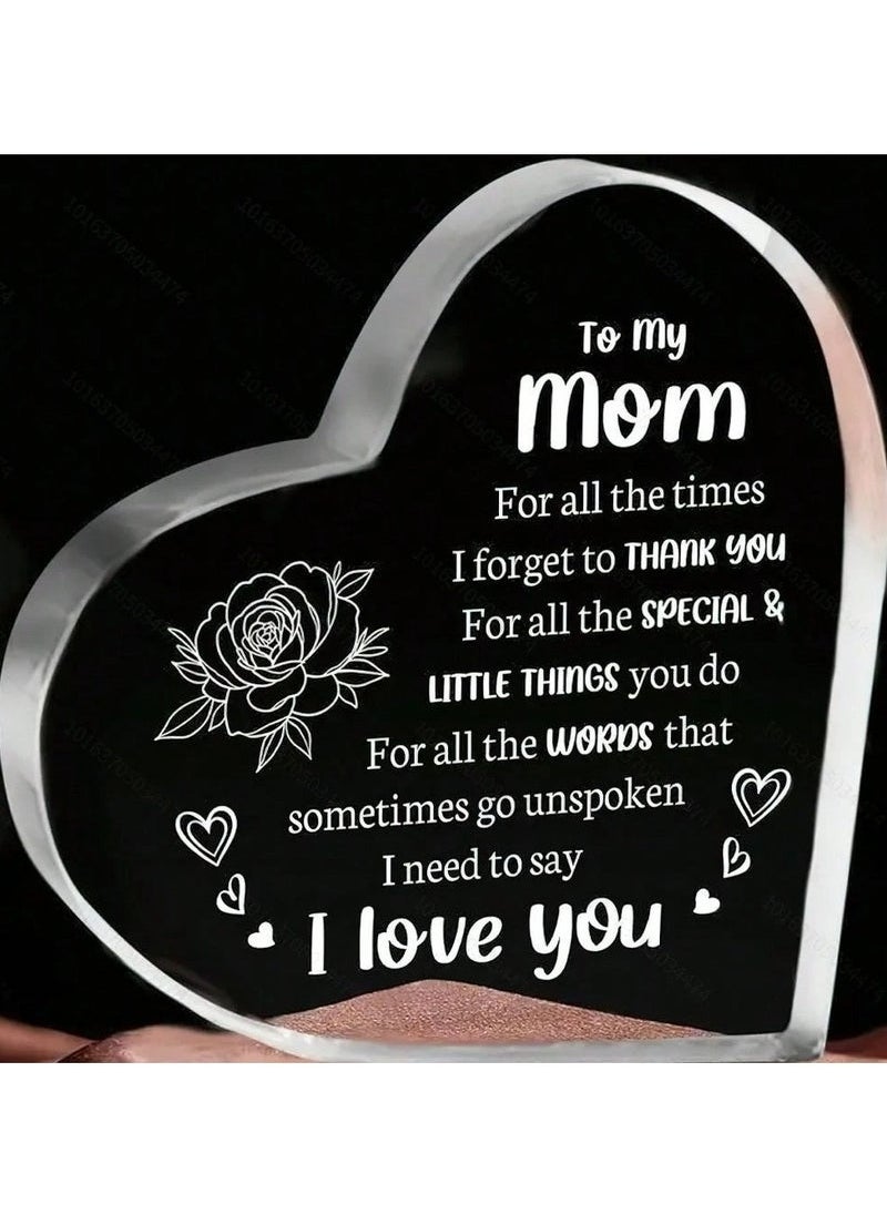 GMORO Mother's Day Gift Acrylic Heart Shaped with Touching Words for Mom A special gift for Mother's Day or special occasions  - Image 1
