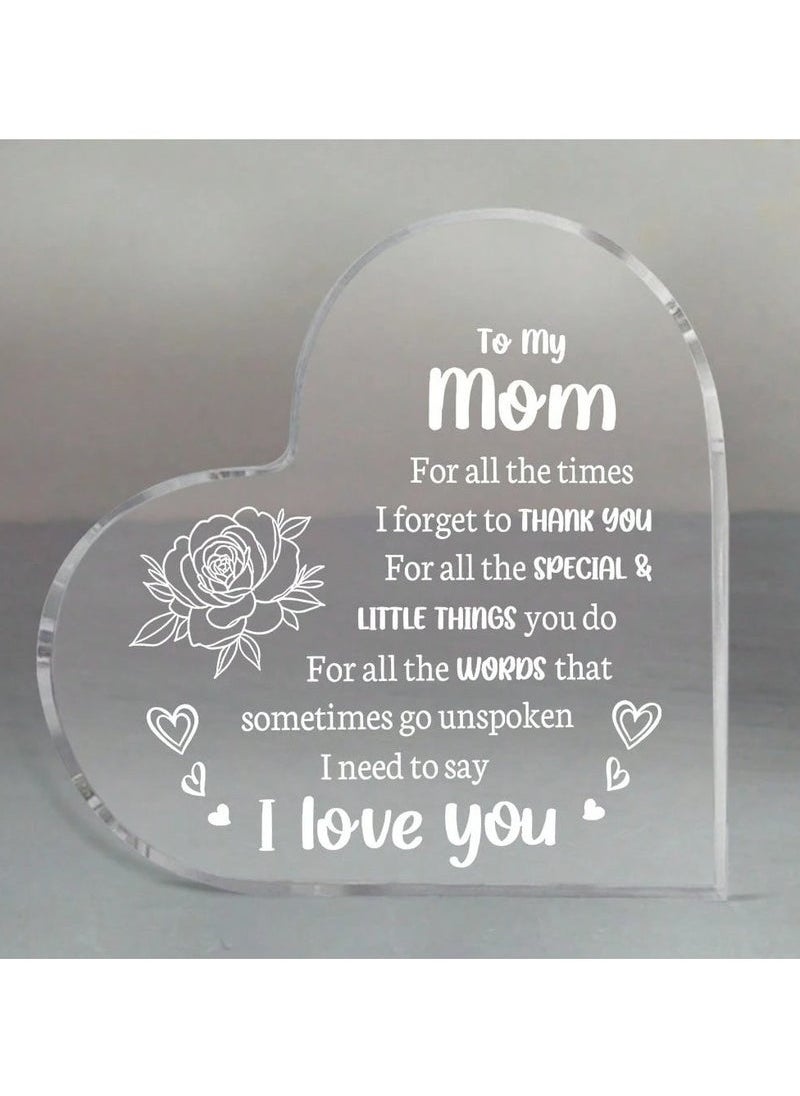GMORO Mother's Day Gift Acrylic Heart Shaped with Touching Words for Mom A special gift for Mother's Day or special occasions  - Image 2