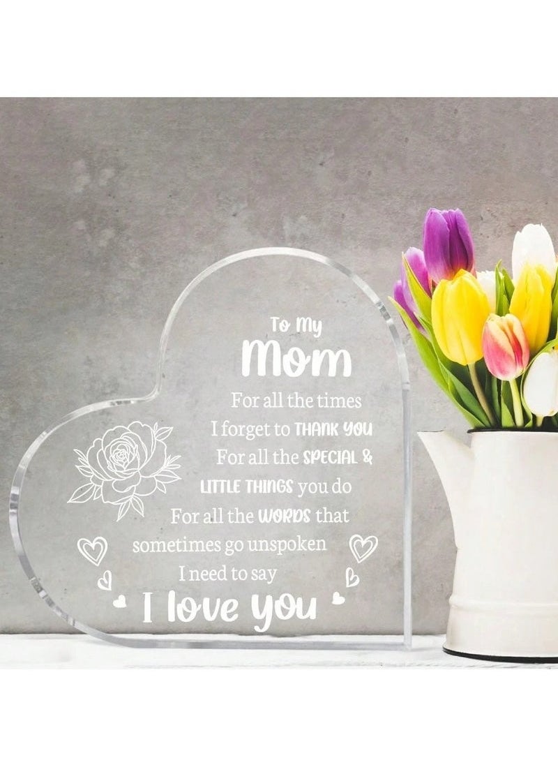 GMORO Mother's Day Gift Acrylic Heart Shaped with Touching Words for Mom A special gift for Mother's Day or special occasions  - Image 3