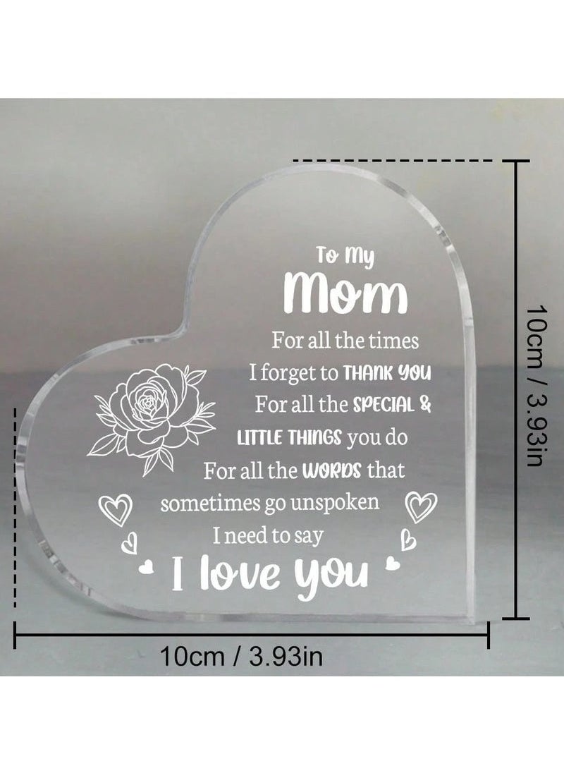 GMORO Mother's Day Gift Acrylic Heart Shaped with Touching Words for Mom A special gift for Mother's Day or special occasions  - Image 4