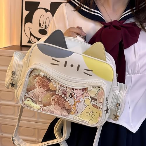 Vobomo Kawaii Ita Bag Backpack with Insert Cute Cat Crossbody Shoulder Bag Big Capacity Japanese Pin Display Bag (Tricolor) - Image 2