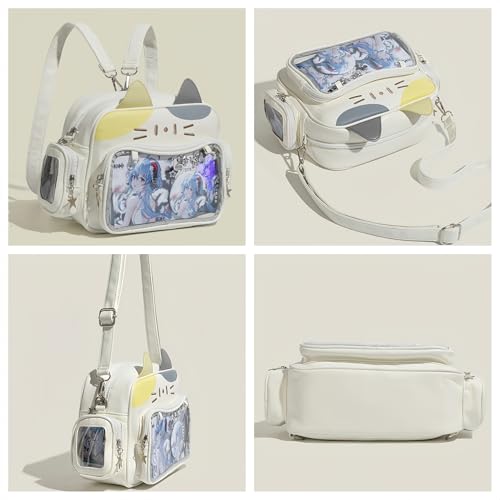 Vobomo Kawaii Ita Bag Backpack with Insert Cute Cat Crossbody Shoulder Bag Big Capacity Japanese Pin Display Bag (Tricolor) - Image 3