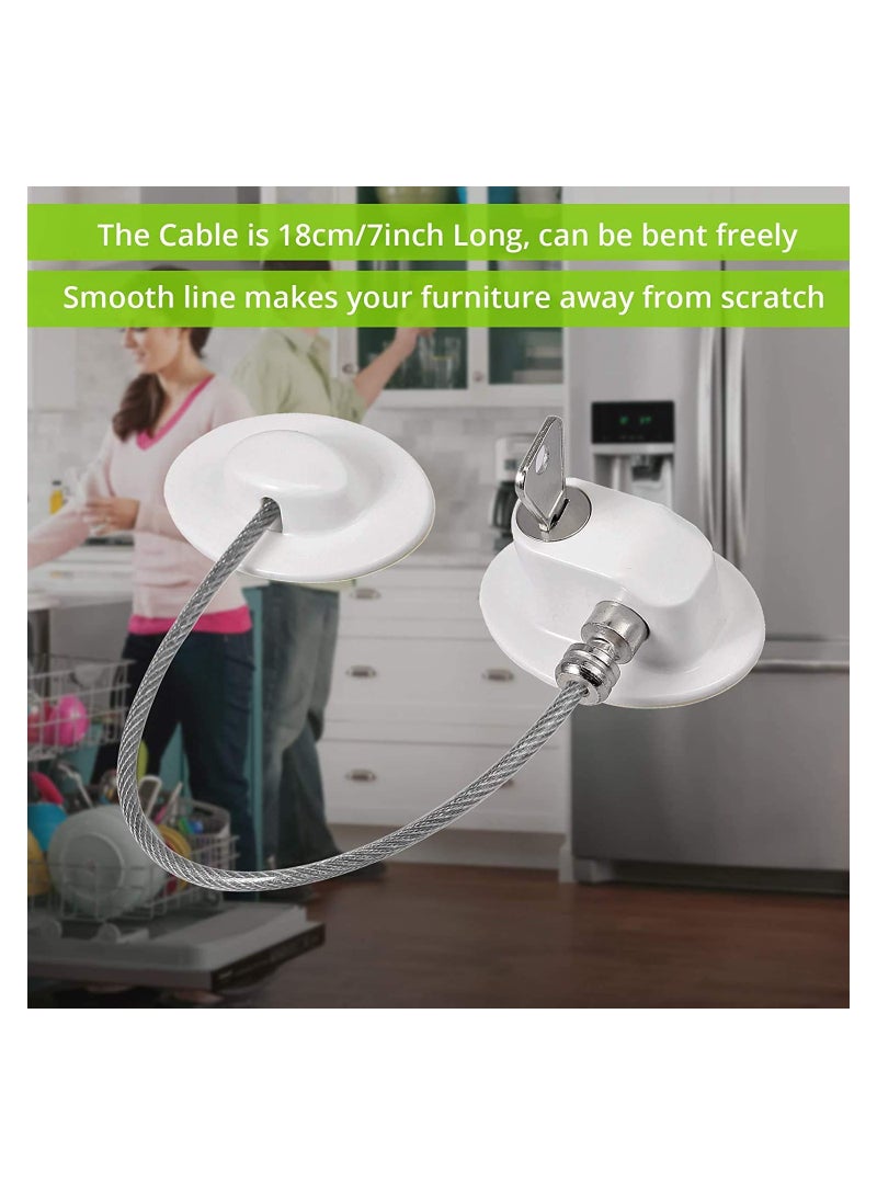 Zikra 2Pack Fridge Locks Refrigerator Lock Freezer Locks with 4 Keys Baby Safety Door Lock Window Locks Strong 3M Adhesive No Drill Childproof Lock Fridge Door Cabinet Drawer Locks -White - Image 4