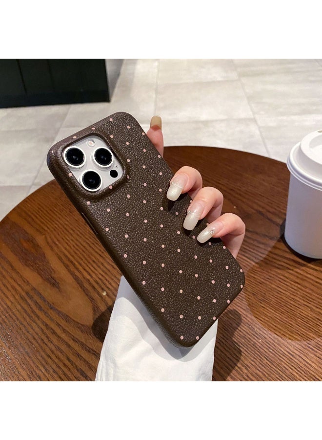 NIBEMINENT Minimal Polka Dots Protective TPU Case Cover For iPhone 15, Brown