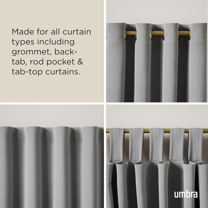 UMBRA Cappa Modern 1" Curtain Rod 66-120", Includes 2 Matching Finials, Brackets & Hardware, Brass - Image 5