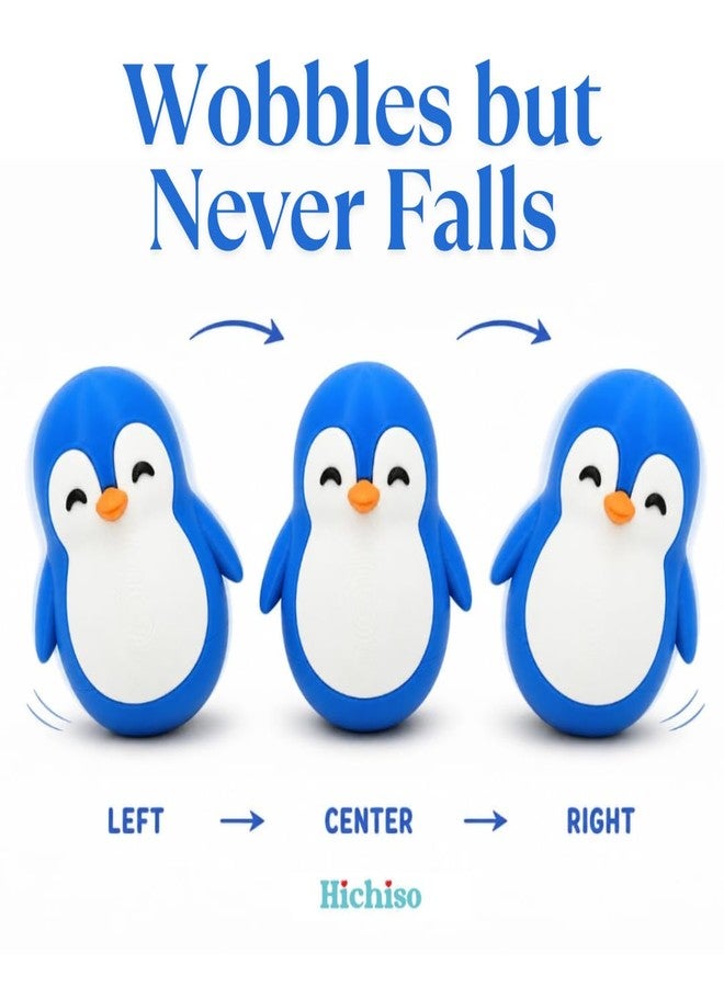 HICHISO Roly Poly Penguin Wobbler | Cute Self-Righting Penguin Desk Toy | Stress Relief Fidget Toy | Mini Penguin Collectible | Office Desk Decor & Gift (Value Pack - Penguin Family, All 4 Colours) - Image 3