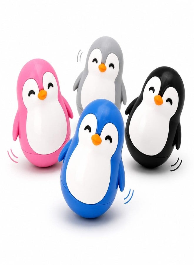 HICHISO Roly Poly Penguin Wobbler | Cute Self-Righting Penguin Desk Toy | Stress Relief Fidget Toy | Mini Penguin Collectible | Office Desk Decor & Gift (Value Pack - Penguin Family, All 4 Colours) - Image 1