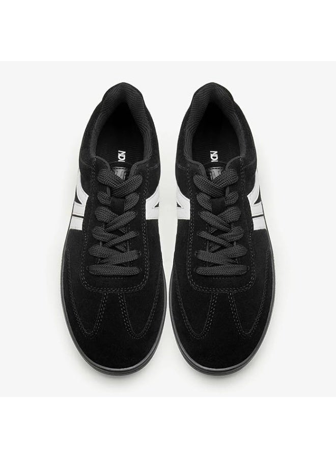 NDURE Women's Retro Sneakers, Lace-Up Low Top, Mixed Material Upper, Casual Athletic Style - Image 2