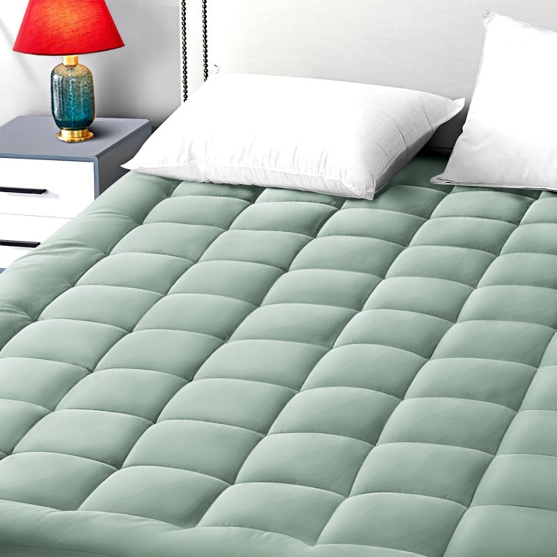EASELAND King Size Mattress Pad Pillow Top Mattress Cover Quilted Fitted Mattress Protector 821 Deep Pocket Cooling Mattress Topper 78x80 Inches Pale Aqua