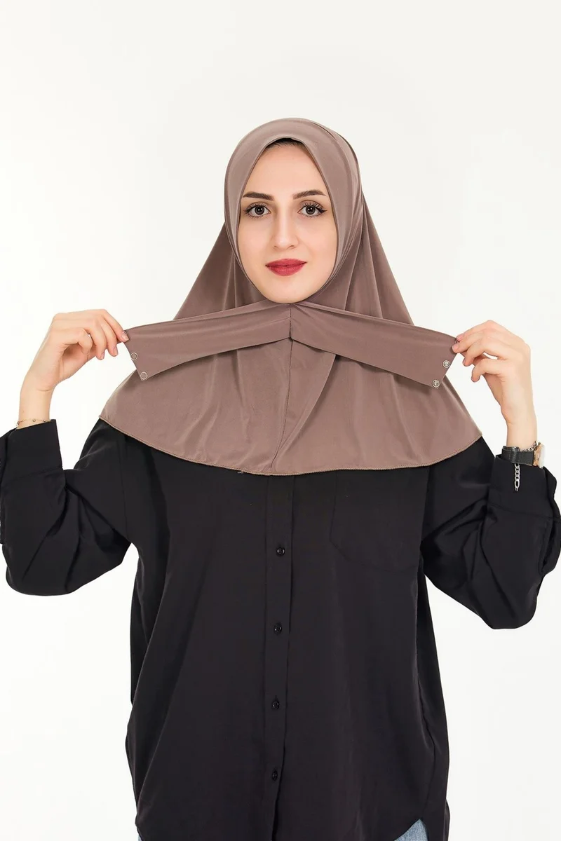 سينسو Women's Hijab Ready Made Hijab Bonnet Shawl with Snap Fasteners