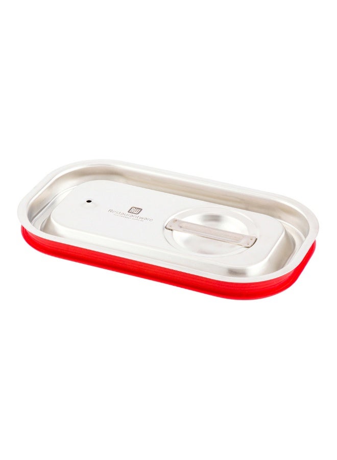 Restaurantware LID ONLY: Met Lux One Fourth Steam Table Pan Lid, 1 Travel Hotel Pan Lid - Built-In Leakproof Silicone Seal, Stainless Steel Steam Table Pan Lid, Pan Sold Seperately - Image 1