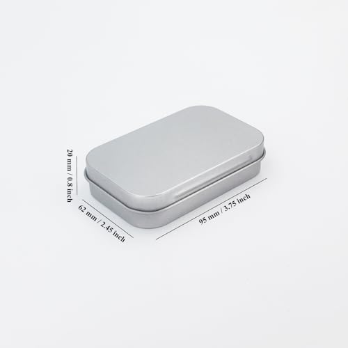 Goodma 20 Pieces Rectangular Metal Empty Hinged Tins Containers Basic Necessities Home Storage Organizer Mini Box Set, 3.75 x 2.45 x 0.8 inch (Silver) - Image 2