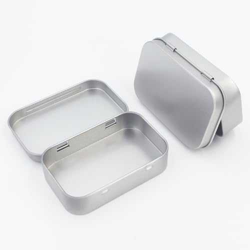 Goodma 20 Pieces Rectangular Metal Empty Hinged Tins Containers Basic Necessities Home Storage Organizer Mini Box Set, 3.75 x 2.45 x 0.8 inch (Silver) - Image 4