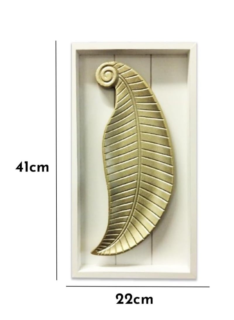 لوحة جدارية من خشب MDF على شكل ورقة نعناع ذهبية  - Image 4