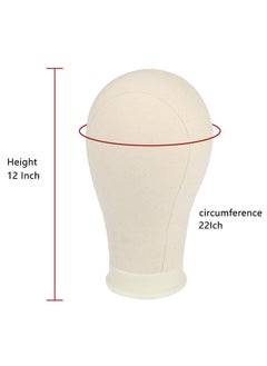 Xtrend XTREND 21"-24'' Canvas Block Wig Head for Making Head Weft/Wig/Hair Extension Making Display Styling Mannequin Head with Wig Stand Set Manikin Canvas Head Hair Accessories 22 Inch  - Image 4