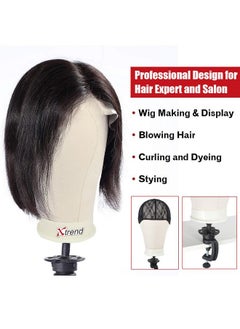 Xtrend XTREND 21"-24'' Canvas Block Wig Head for Making Head Weft/Wig/Hair Extension Making Display Styling Mannequin Head with Wig Stand Set Manikin Canvas Head Hair Accessories 22 Inch  - Image 2